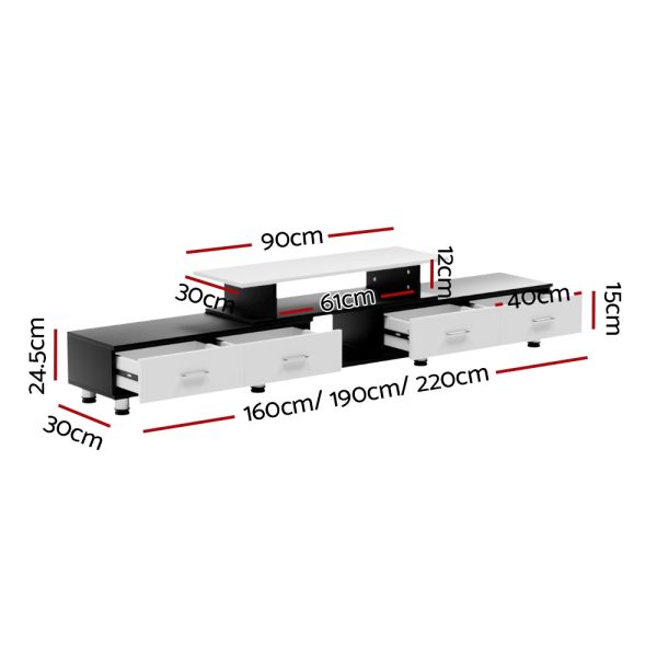 Artiss TV Cabinet Entertainment Unit Extendable 160CM To 220CM - Image 2